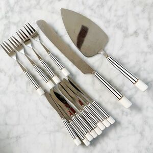LAST CHANCE‼️ French Cafe Bistro Ceramic Handle Set of Appetizer Forks & Knives